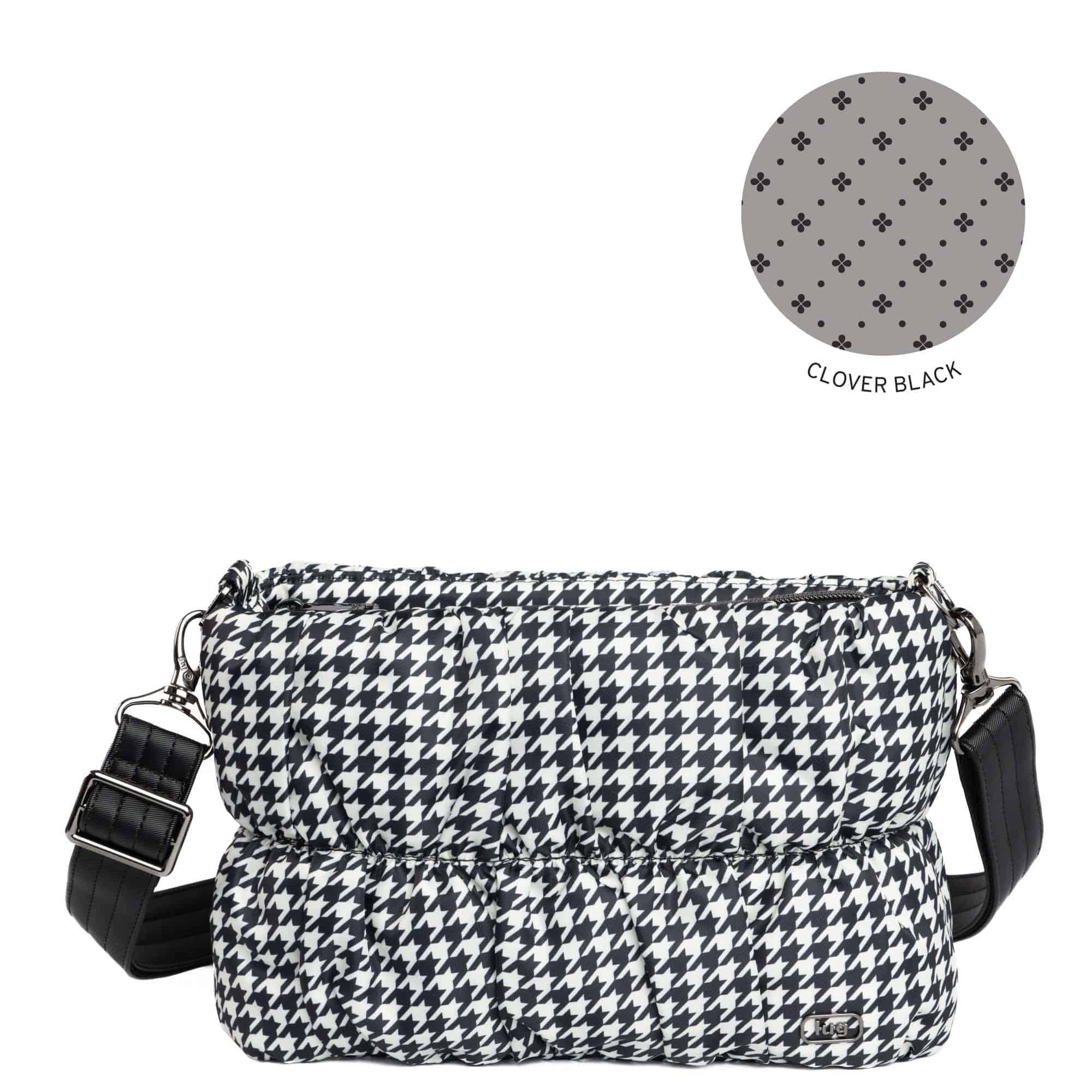 Flounce Ruched Crossbody Bag - MICRO HOUNDSTOOTH BLACK - Flounce_MicroHoundsToothBlack